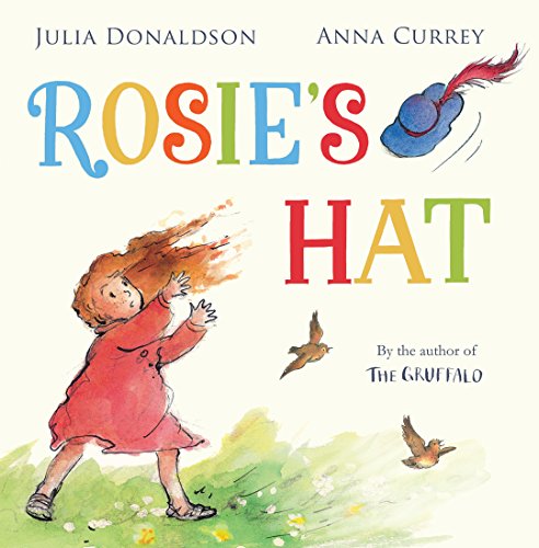 Book cover: girl with red hair, a flying hat, and birds.