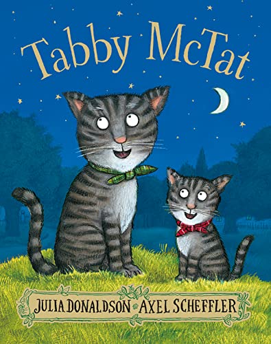 Book cover featuring two illustrated grey tabby cats with bows.