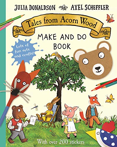 Children’s activity book cover with animal characters and craft supplies.