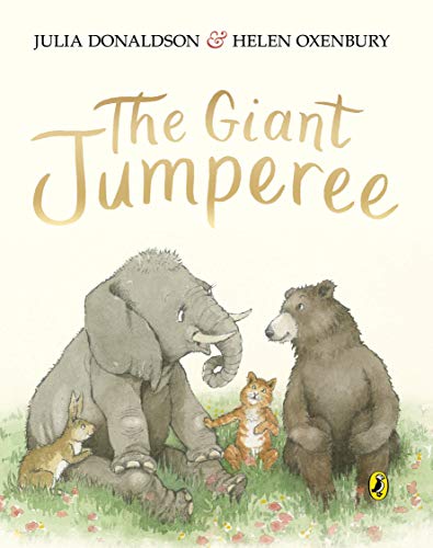 Book cover: elephant, bear, hare, and kitten in a grassy field.