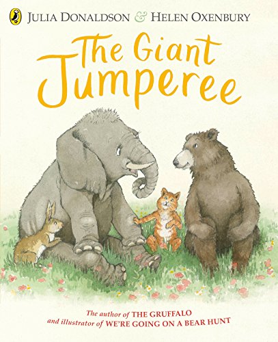 "Children's book cover featuring an elephant, bear, and small animals in a flower-filled meadow."