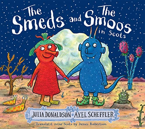Book cover: two colorful monsters holding hands on a moonlit landscape.