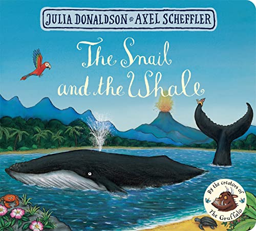 Book cover: a snail, whale, and parrot against a tropical island backdrop.