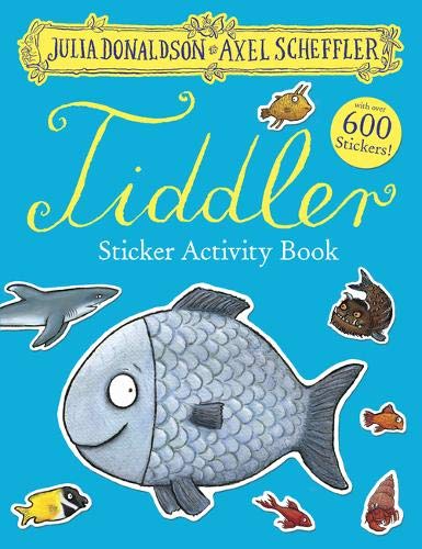 Tiddler" sticker activity book cover with fish illustrations and 600+ stickers.