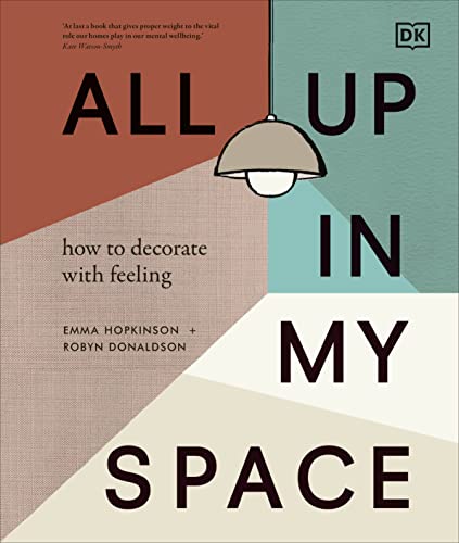 Book cover with geometric color blocks and bold title: "All Up In My Space".