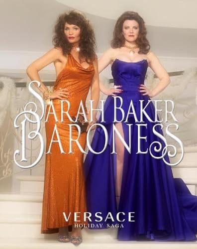 Two women in evening gowns stand on a staircase, book cover.