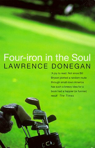 Book cover: "Four-iron in the Soul" with golf clubs and green background.