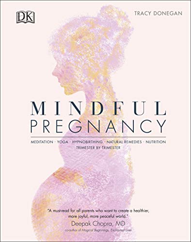 Book cover: "Mindful Pregnancy" with a silhouette of a pregnant woman.