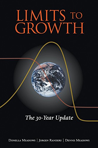 Book cover for Limits to Growth featuring a globe and data curves on black.