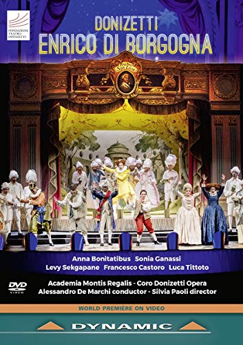 DVD cover featuring a stage performance of "Enrico di Borgogna" opera with ornate backdrop.
