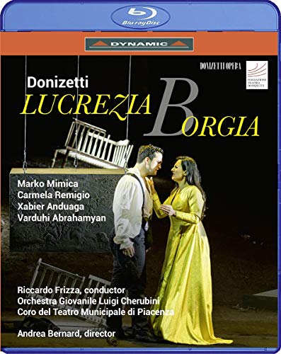 Blu-ray cover for Donizetti’s “Lucrezia Borgia” opera, featuring performers.