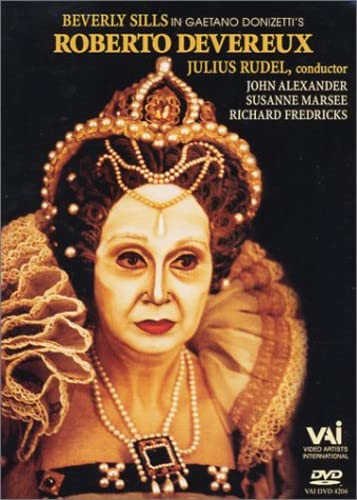 Beverly Sills in opera costume with elaborate headdress, DVD cover.