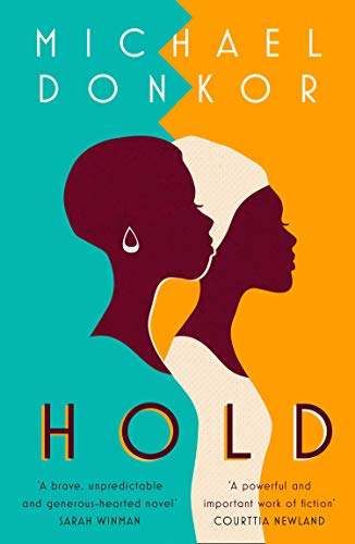 Book cover: "Hold" by Michael Donkor, featuring silhouettes of two women.