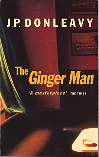Book cover for "The Ginger Man" by J.P. Donleavy, dark background.