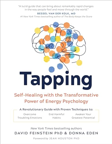 Book cover titled Tapping featuring a line-art brain filled with colorful circular dots.