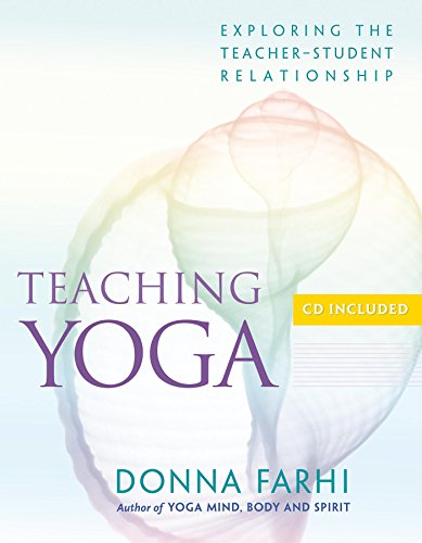 Book cover: "Teaching Yoga" by Donna Farhi, with a lotus flower image.