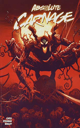Comic cover featuring Carnage, a red symbiotic monster, standing over a pile of skulls.