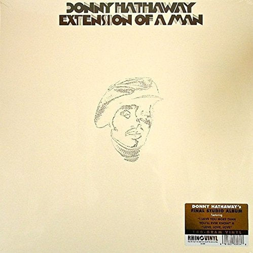 "Donny Hathaway's album cover featuring a sketch of a man's face on a beige background."