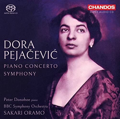 CD cover featuring a portrait of composer Dora Pejačević with purple-toned lighting and text.