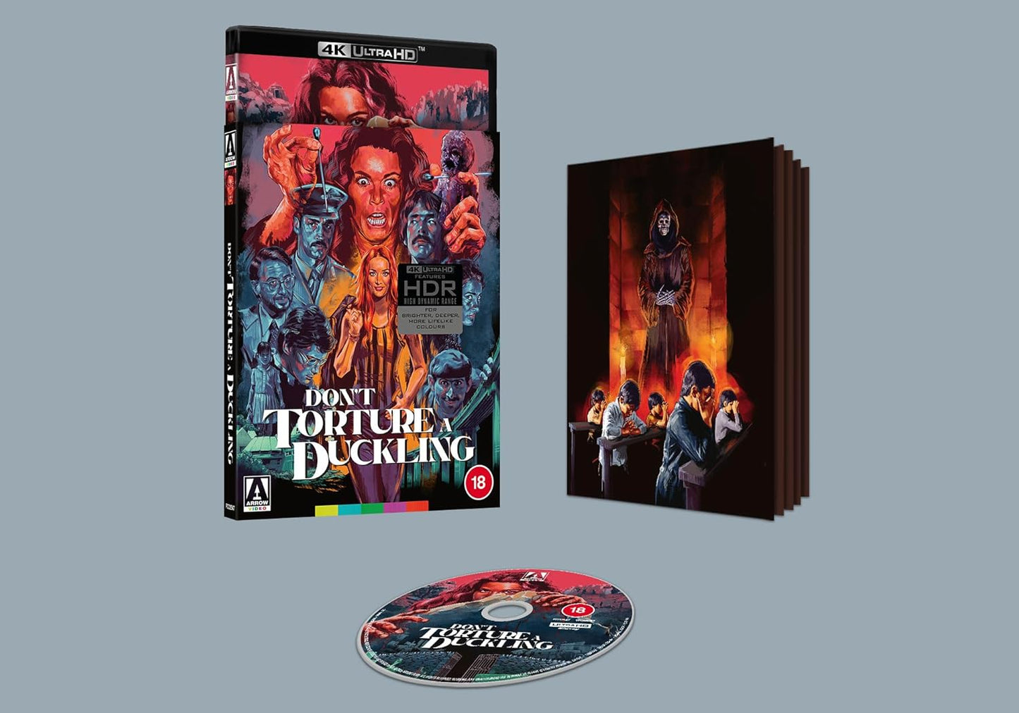 Don't Torture a Duckling" 4K Blu-ray case, disc, and cover art displayed.