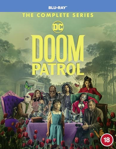 “Doom Patrol” complete series Blu-ray cover featuring the eccentric team in a garden.