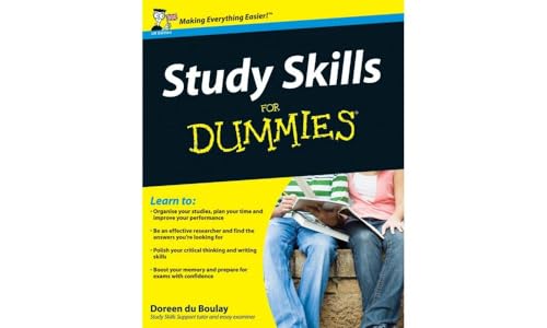 Book cover: "Study Skills For Dummies" with students studying outdoors.