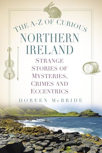 Book cover: “The A-Z of Curious Northern Ireland” with coastal landscape.