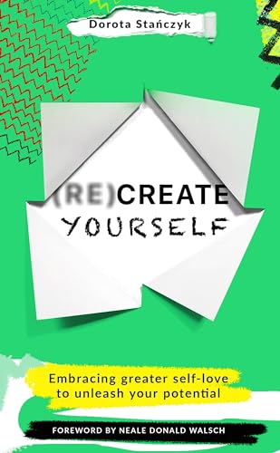 Book cover with torn paper effect and title “Re-create Yourself.”