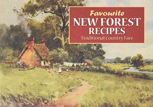 Cookbook cover with a painted landscape of a cottage and fields.