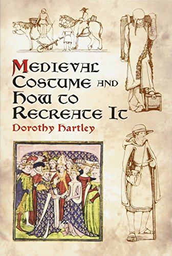 Book cover with sketches of medieval people and clothing.