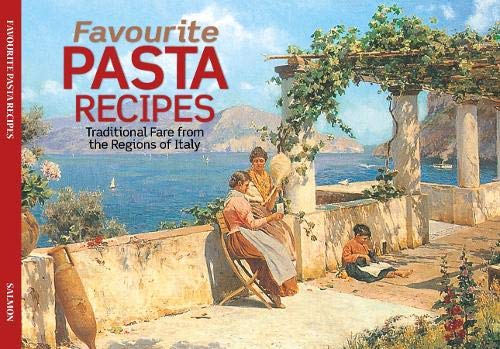 Cookbook cover: “Favourite Pasta Recipes” with an Italian coastal scene.