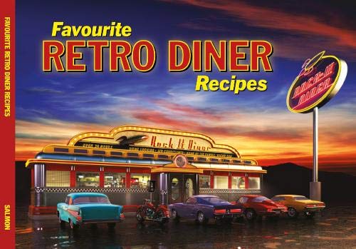 Book cover: "Favourite Retro Diner Recipes" with a diner illustration.