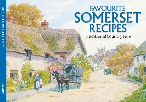 Cookbook cover with watercolour painting of a Somerset village scene.