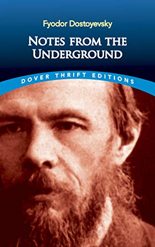 Book cover for Notes from the Underground featuring a portrait of Fyodor Dostoyevsky.