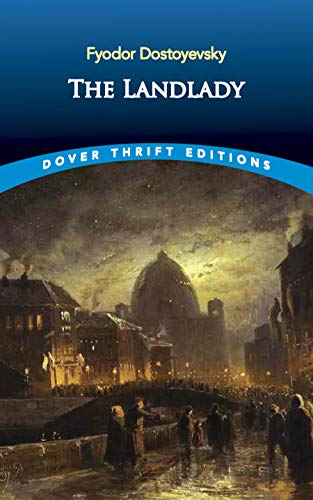 Book cover for "The Landlady" with a painting of a city scene.