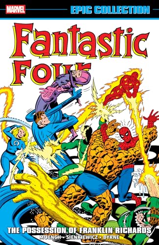 Comic book cover featuring the Fantastic Four and Spider-Man in action.