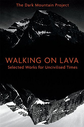 Book cover: dark mountain landscape with red title "Walking on Lava".