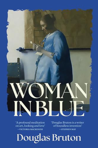 Book cover showing a woman in a blue dress reading a letter indoors.