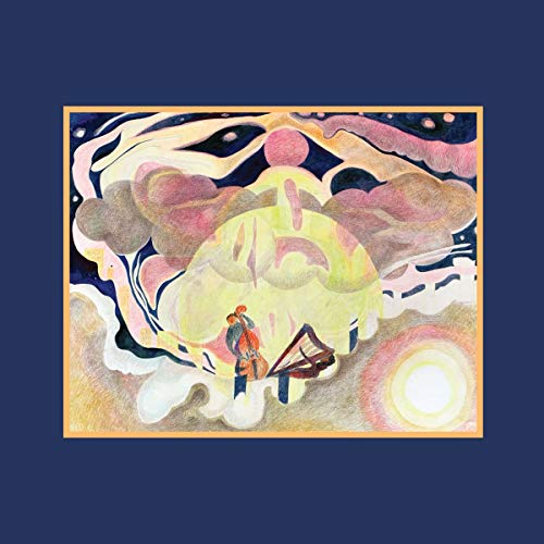Album cover art featuring musicians with cello and harp in a swirling landscape.