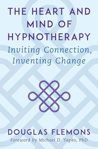 Book cover titled The Heart and Mind of Hypnotherapy by Douglas Flemons on blue.