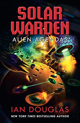 Book cover: spaceships near a planet, vibrant cosmic explosion.
