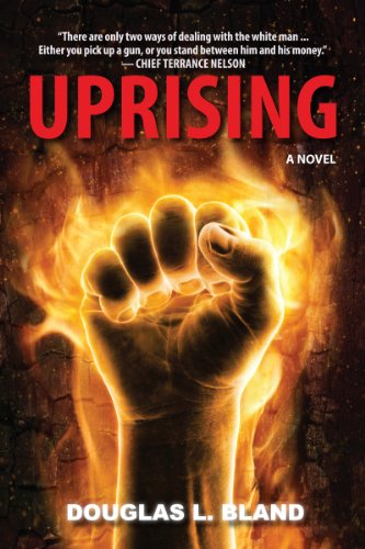 Book cover for “Uprising: A Novel” featuring a fist engulfed in flames.