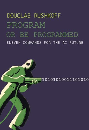 Book cover showing a green figure firing binary code from a tool on purple.