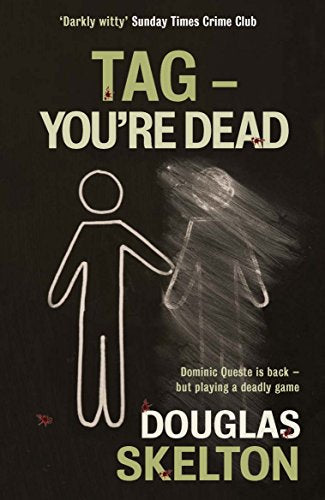 Book cover: "Tag - You're Dead" with stick figure and shadowy form.