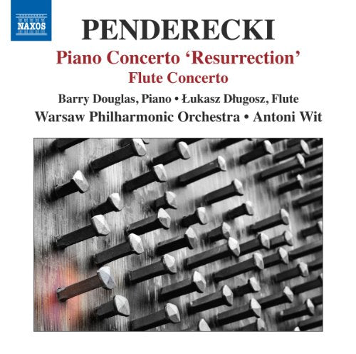 CD cover for Penderecki’s Piano and Flute Concertos with a piano key image.