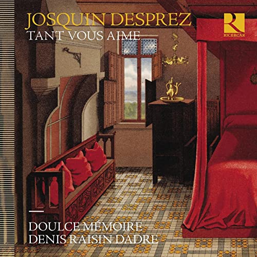 CD cover: Renaissance room interior with red drapery and furniture.