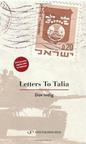 Book cover: "Letters to Talia" with stamp imagery and silhouetted figures.