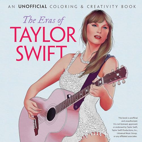 Coloring book cover featuring Taylor Swift with a guitar, pink text.