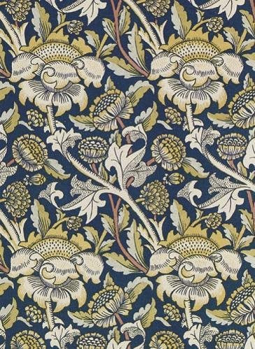 Floral pattern notebook cover in shades of blue, yellow, and cream.