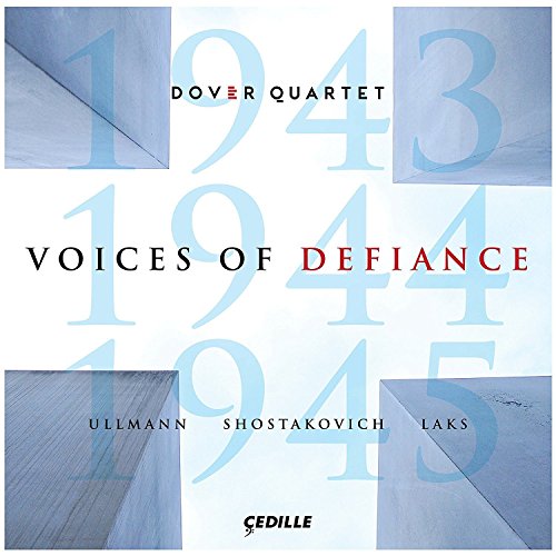 CD cover for Dover Quartet’s “Voices of Defiance” with large numbers.
